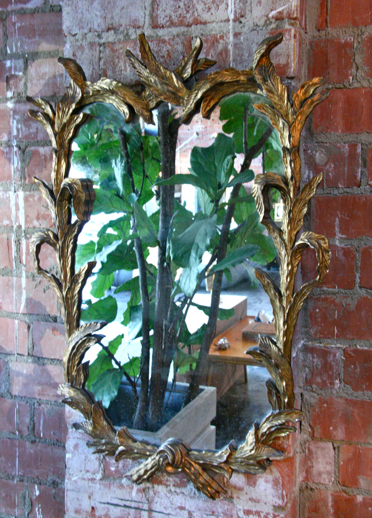 Italian nice decorative gold leaf mirror to face every morning.