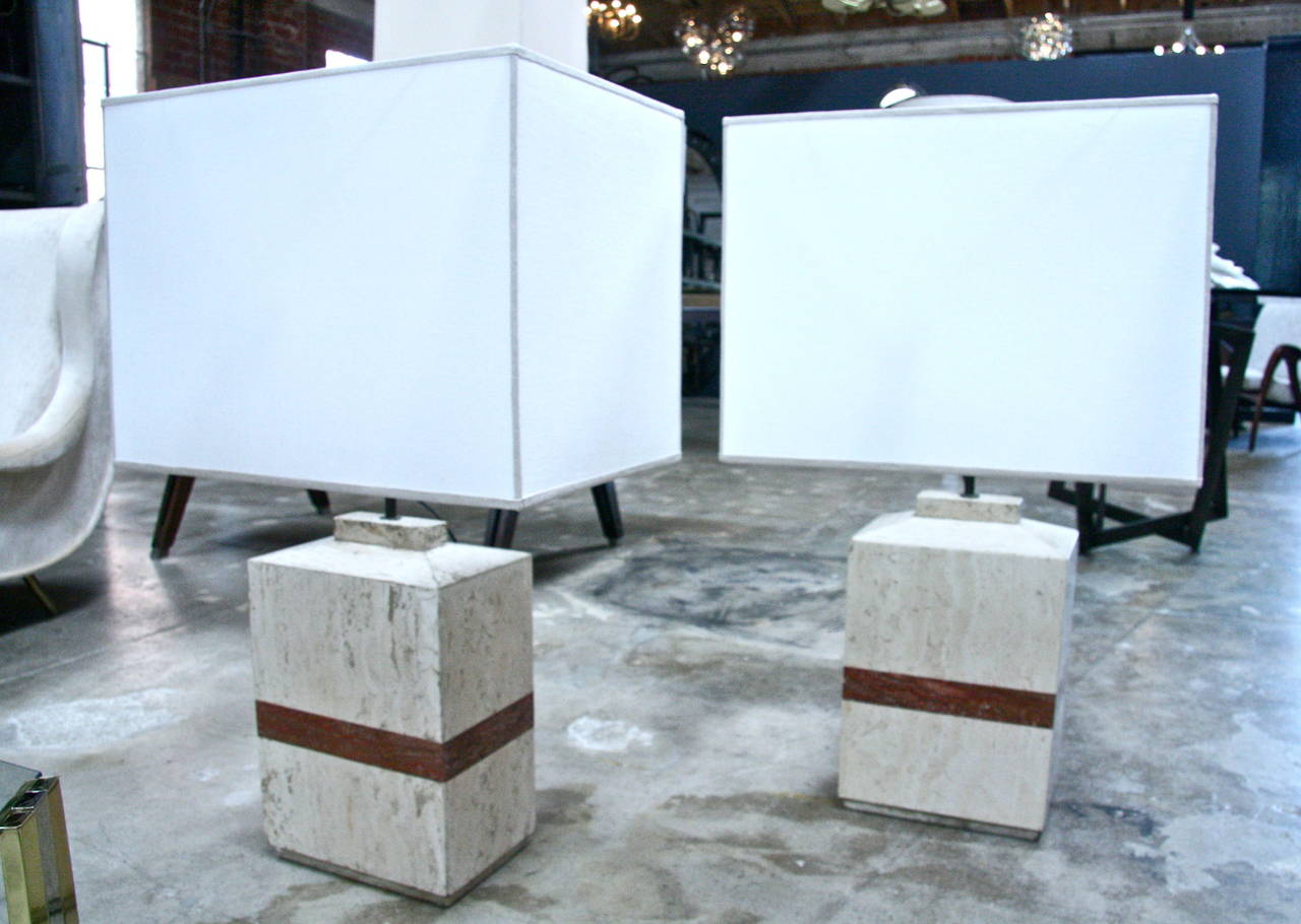 Italian solid 1920s travertine marble super sized lights to shine up your space.