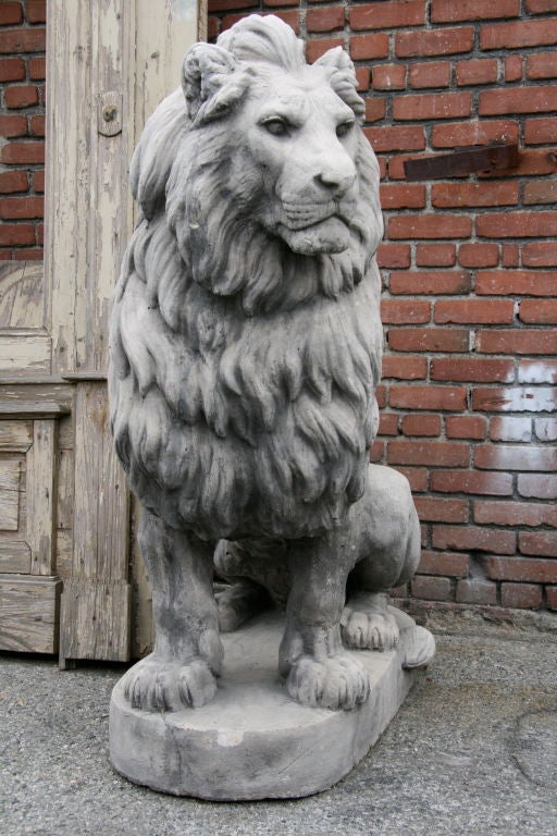 Pair of French 40s Cement Lion Statues at 1stDibs cement lions