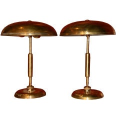 Italian Brass 40s Pivoting Library Lamps