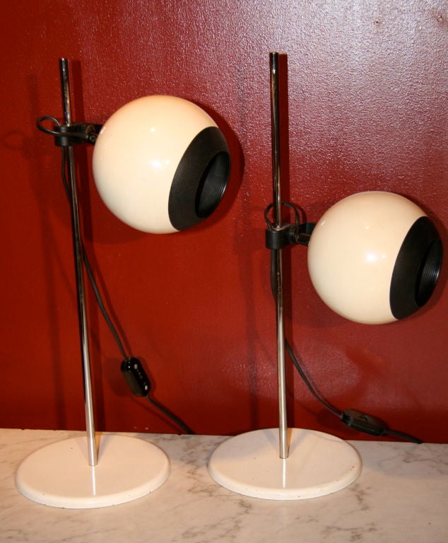 Late 20th Century Pair of German 70s Eyeball Lamps