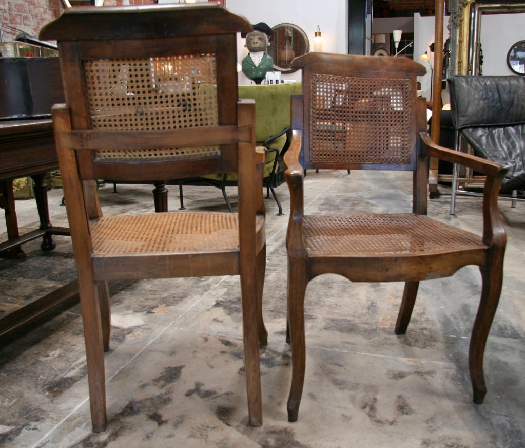 19th Century Pair Antiques Walnut Barber Chairs For Sale