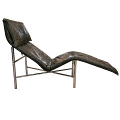Italian Chrome 
Leather Chaise by Tord Bjorklund