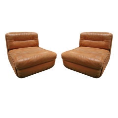 Italian Leather Lounge Chairs by R. Bonetto & G. Stoppino