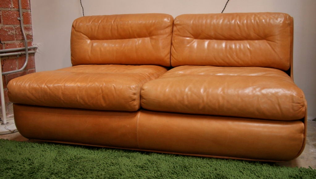 Italian 68s Leather Sofa by R.Bonetto & G. Stoppino