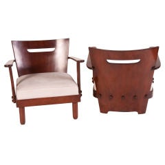 Italian 1950s Wood Lounge Chairs. Available four (4) 6