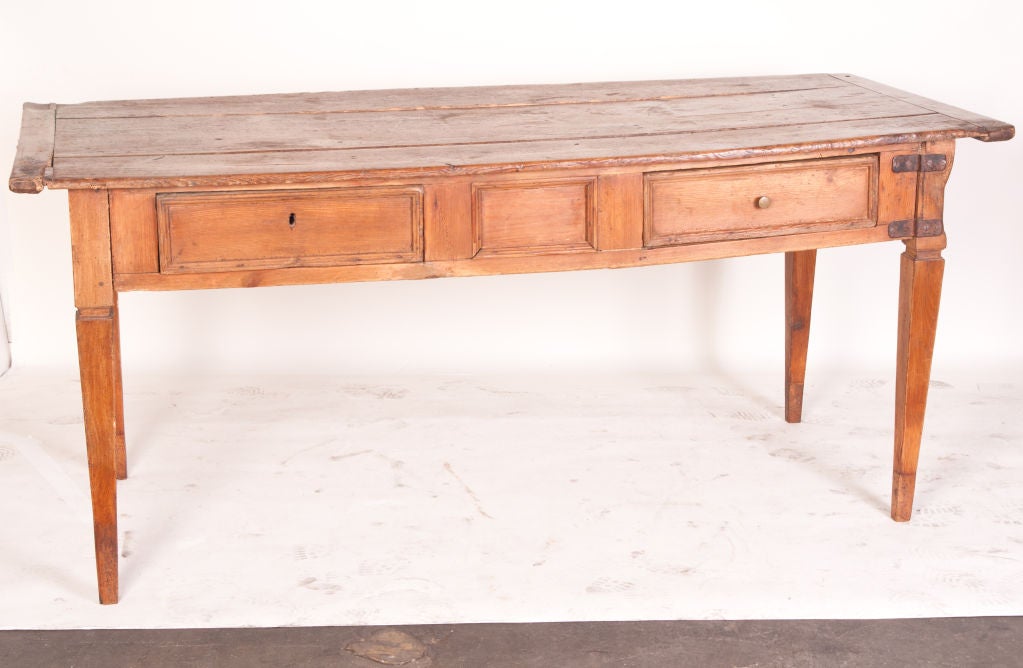 Gorgeous writing desk or kitchen table with original hardware.