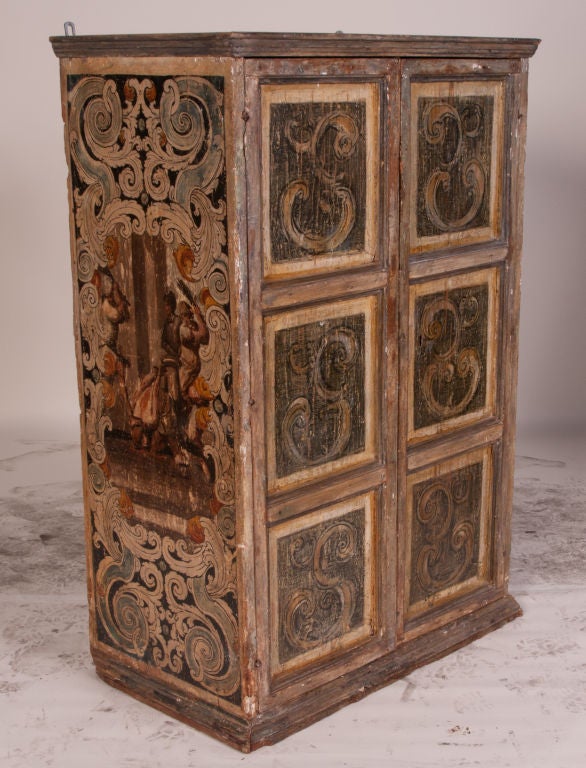 Beautiful original hard to come by hand painted cabinet. You can't even smuggle these out anymore:) 
Not that we did or anything like that...