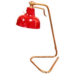 Italian Red Lacquered Table Lamp with Triangle Base