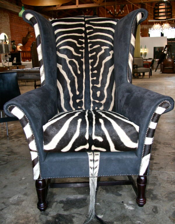 Zebra Wingback Armchair