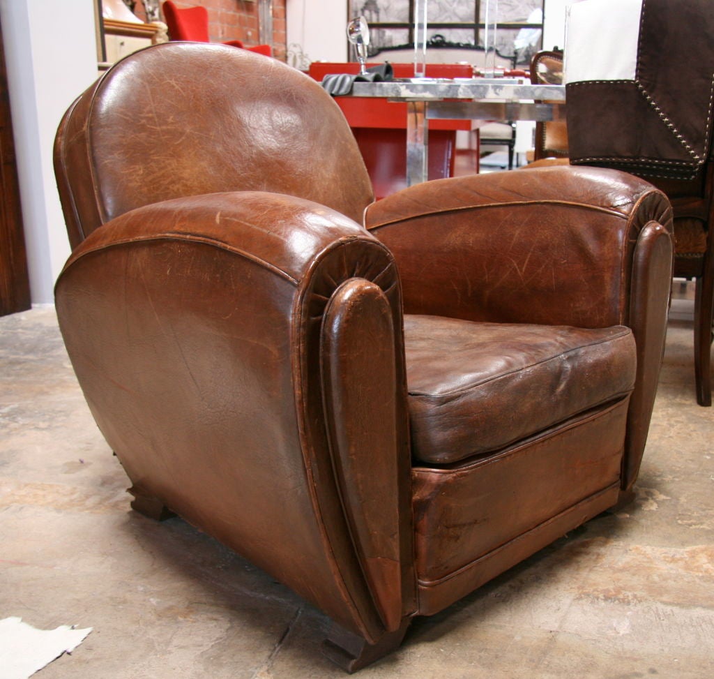 Mid-20th Century Italian 30's Leather Club Chair