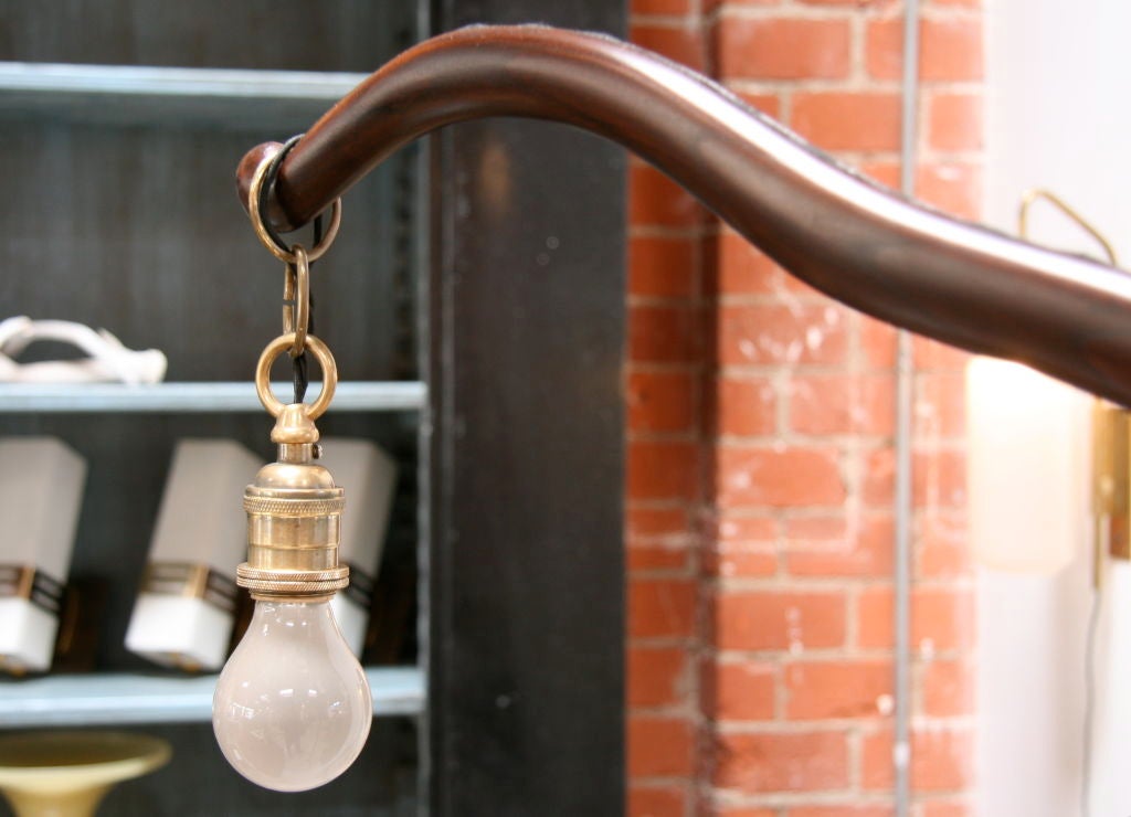 Mid-20th Century Italian 50s Wood Arc Floor Light w/wavy wood