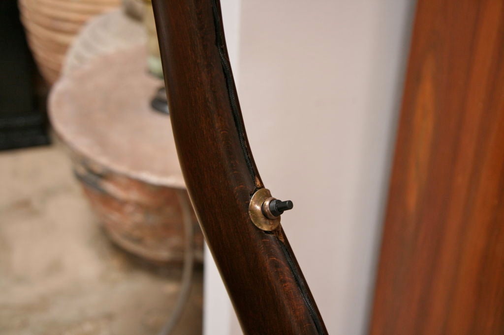 Italian 50s Wood Arc Floor Light w/wavy wood 1