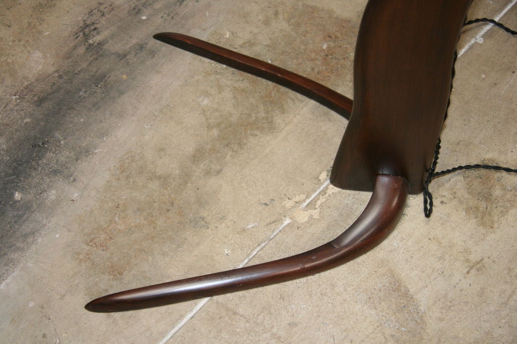 Italian 50s Wood Arc Floor Light w/wavy wood 2