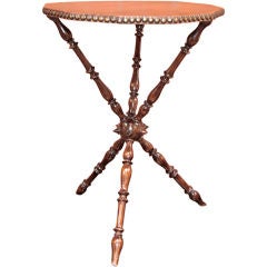 Italian Leather Top Side Table