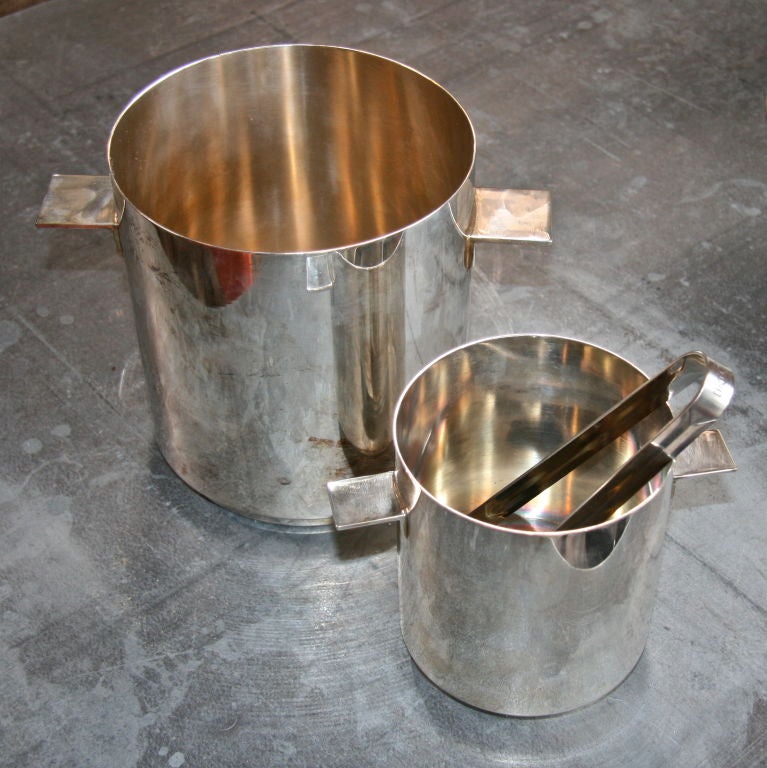 Cristofle Silver Wine & Ice Bucket with Tongs In Good Condition In Los Angeles, CA