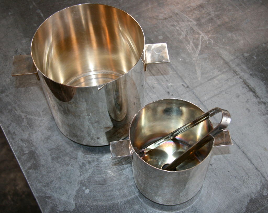 Mid-20th Century Cristofle Silver Wine & Ice Bucket with Tongs