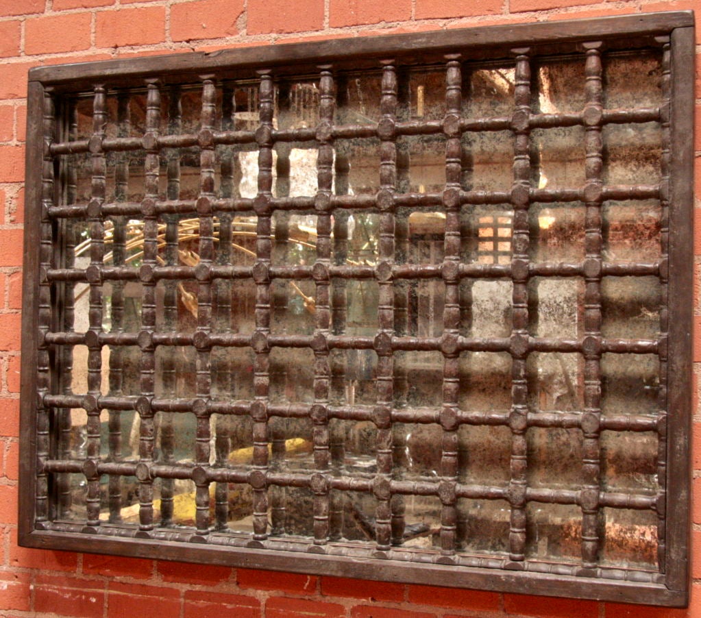 19th C. Gothic Window Frame with Mirror