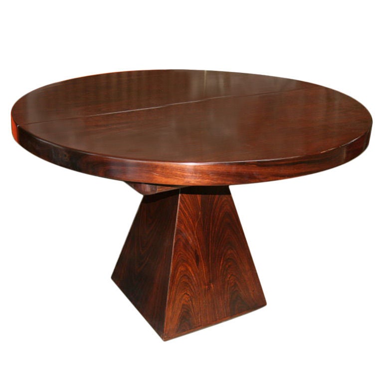 Italian 70s Round Table with Pyramid Base by Fratelli Saporiti