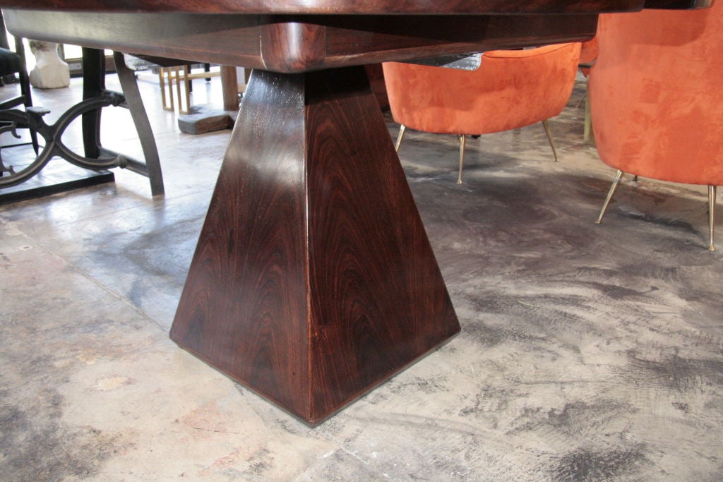 Italian 70s Round Table with Pyramid Base by Fratelli Saporiti 4