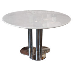 "Trifoglio" White Marble Top Table By Sergio Asti 1967