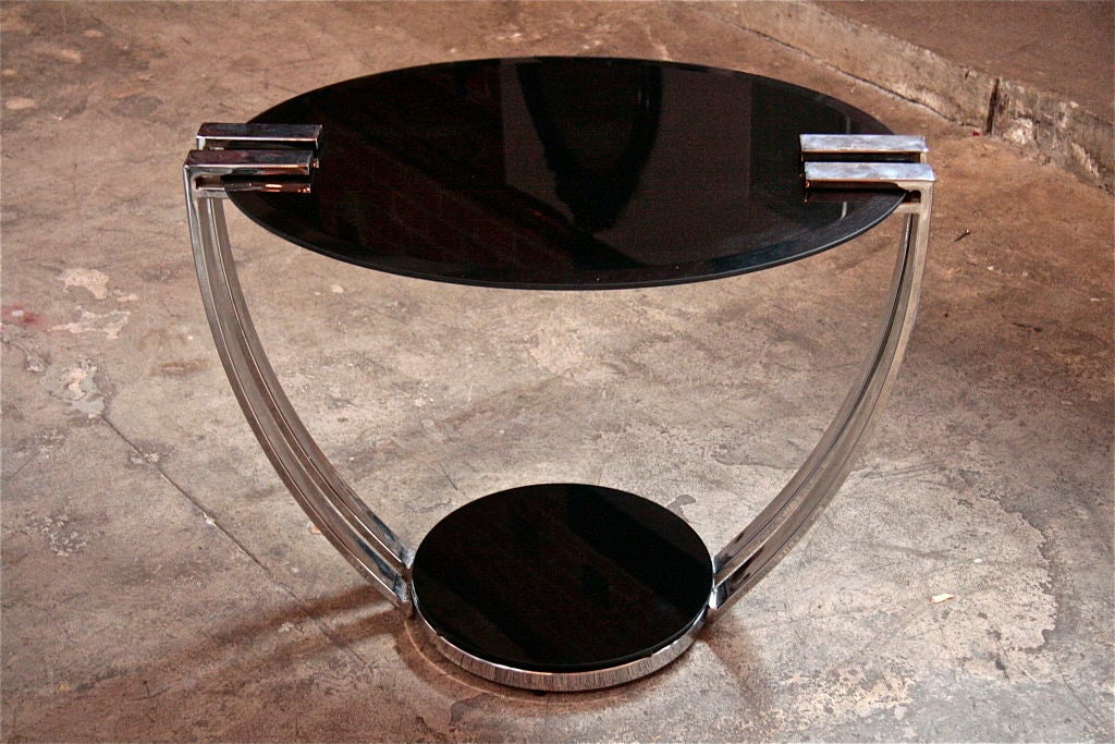 Italian 70s Steel/Opaline Glass End Tables at 1stdibs