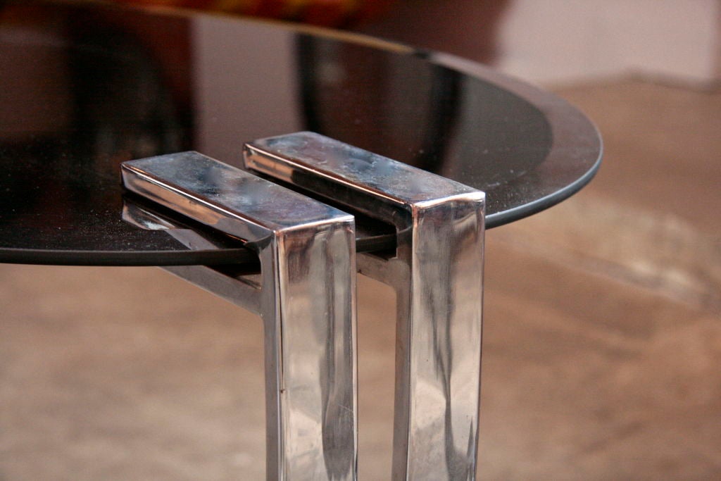 Italian 70s Steel/Opaline Glass End Tables at 1stdibs