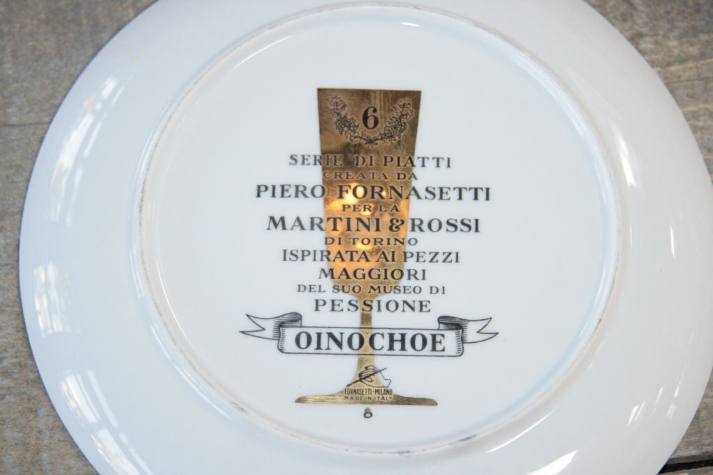 Porcelain Set Of 6 Piero Fornasetti Plates For Sale