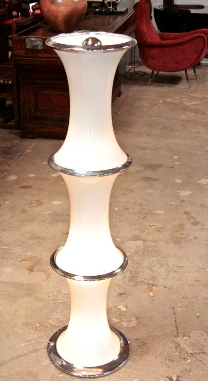 Unusual opaline totem type floor lamp that just glows glam!