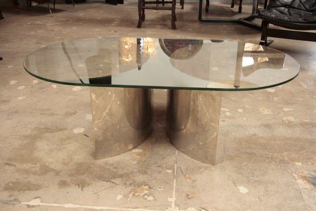 Italian Mirror and Steel Table In Excellent Condition For Sale In Los Angeles, CA