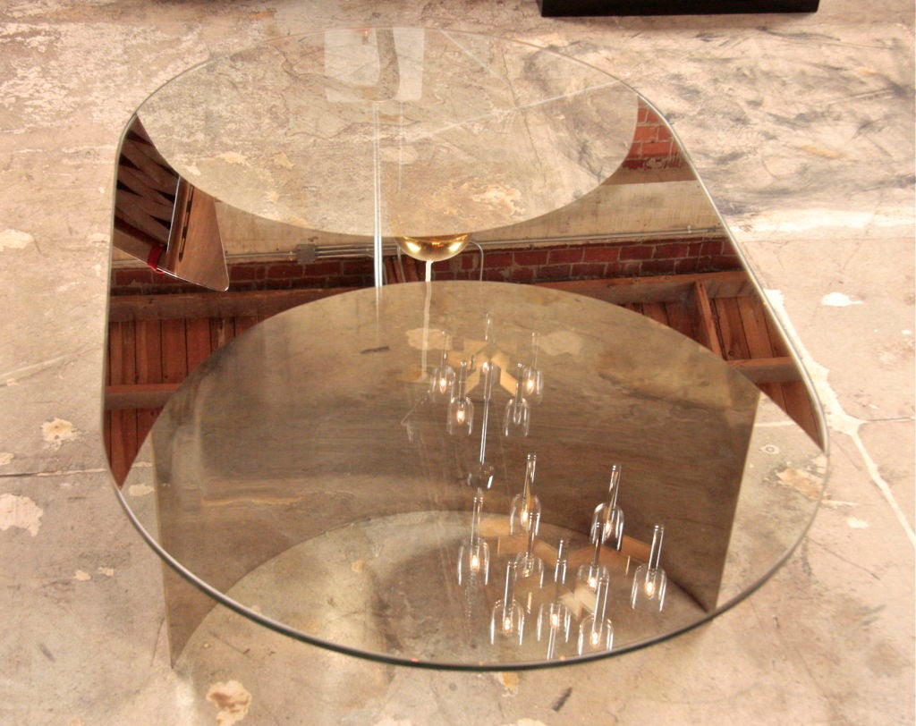 Contemporary Italian Mirror and Steel Table For Sale