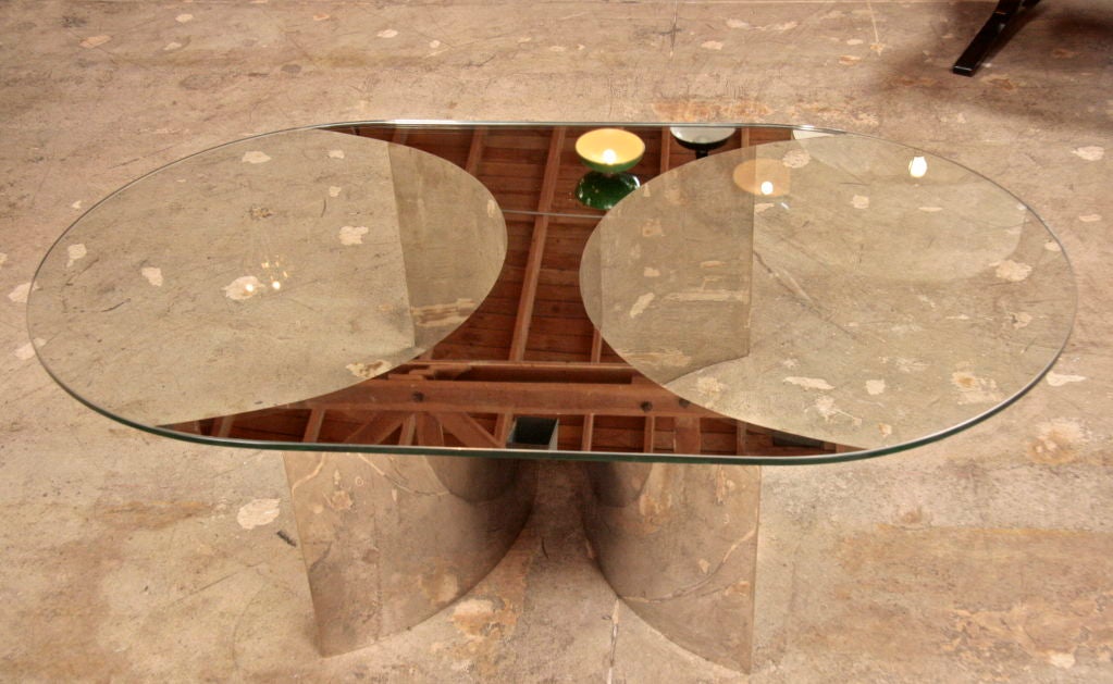 Italian Mirror and Steel Table For Sale 1