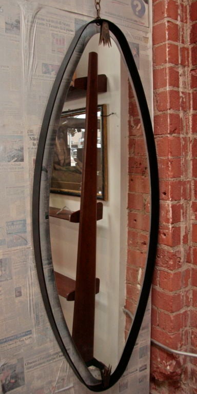 Ma+39's Oversized Iron, Brass Oval Mirror For Sale 2