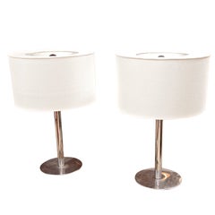 Vintage Pair of 2 Italian 50's Steel Table Lamps