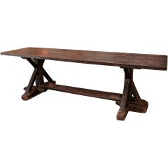 Antique Italian 19th C.  Trestle Table