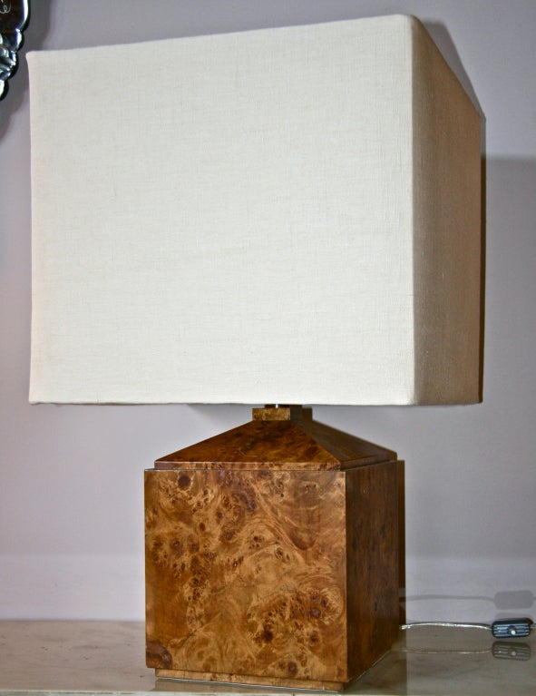 Italian 50's Wood Veneer Table Lamp 1
