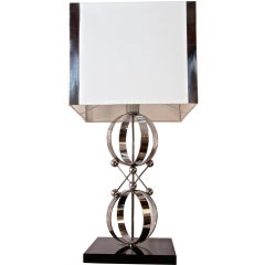 Italian 70's Steel Circular Ring Table Lamp 12