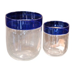 Vintage Italian 50
s Cobalt Blue Rim Vases