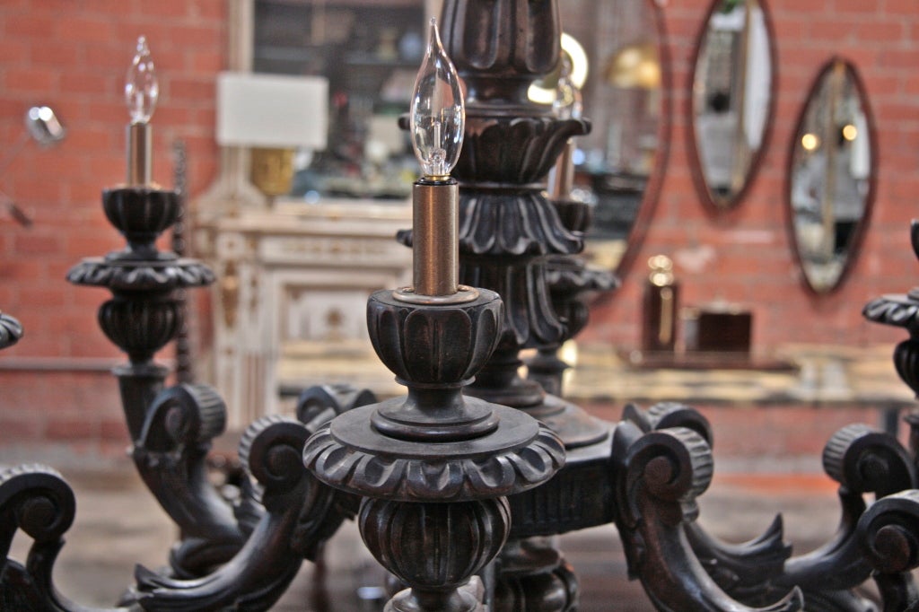 19th C. Italian Wood Carved Chandelier 1