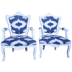 Antique Italian White Lacquered Armchairs