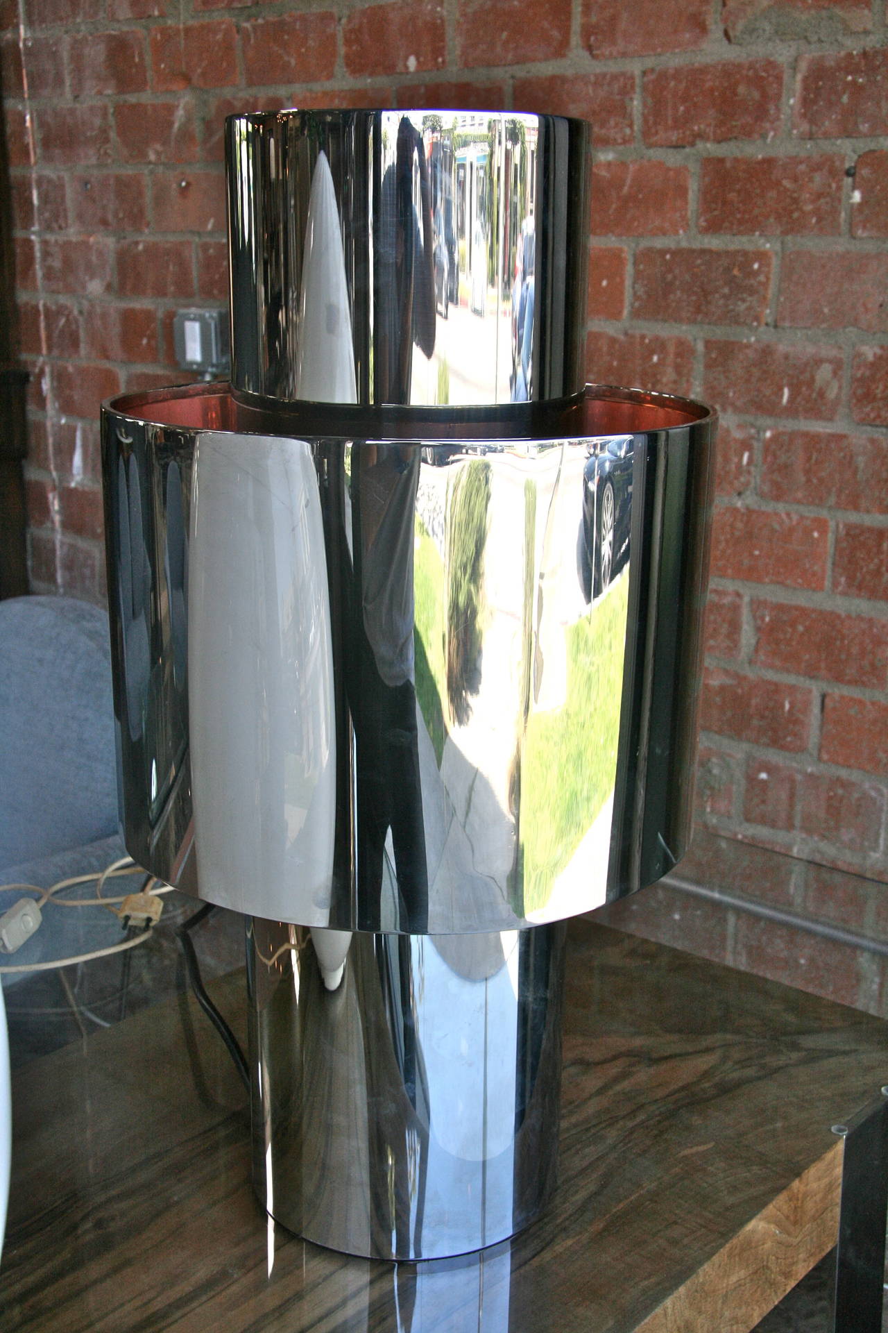 Table Lamp of chrome and copper 