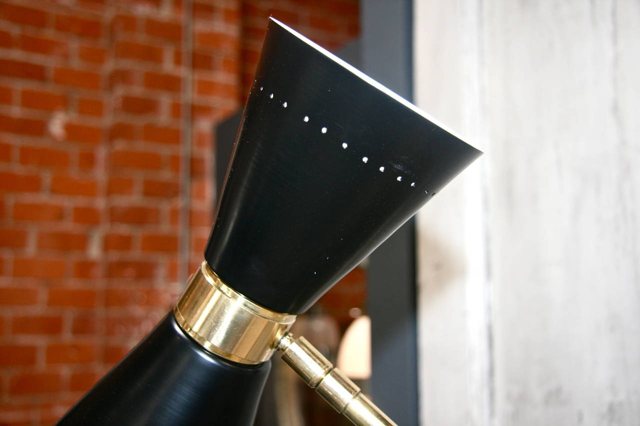 Brass Italian Double Cone Floor Lamp