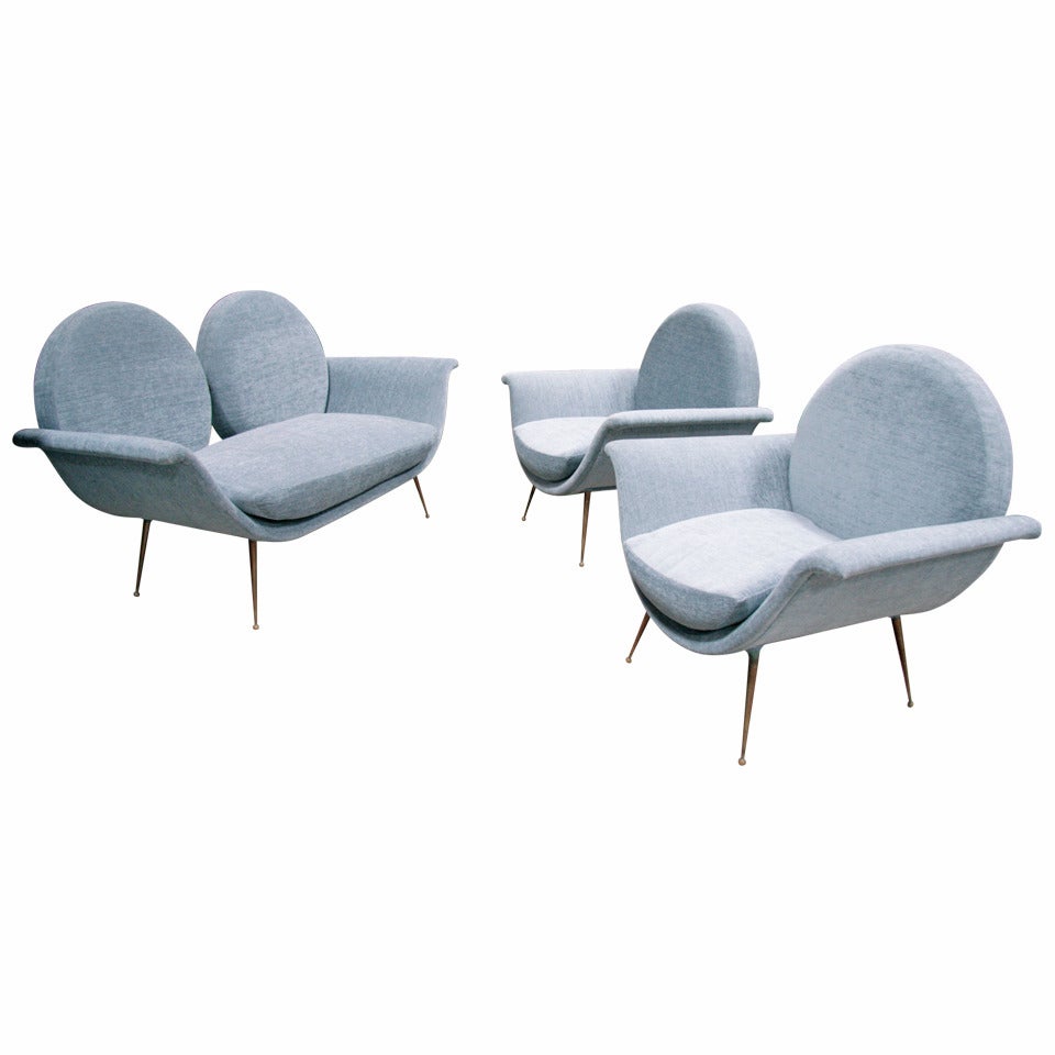 Italian Settee with Chairs, 1950s, "La Gondola"