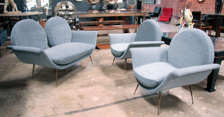 Italian Settee with Chairs, 1950s, "La Gondola"