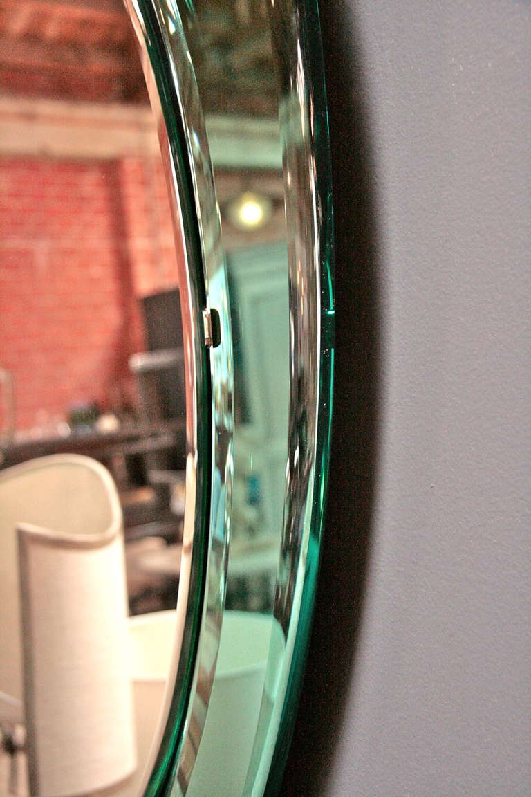 Italian 1960s Double Glass Teal Green Oval Mirror 3