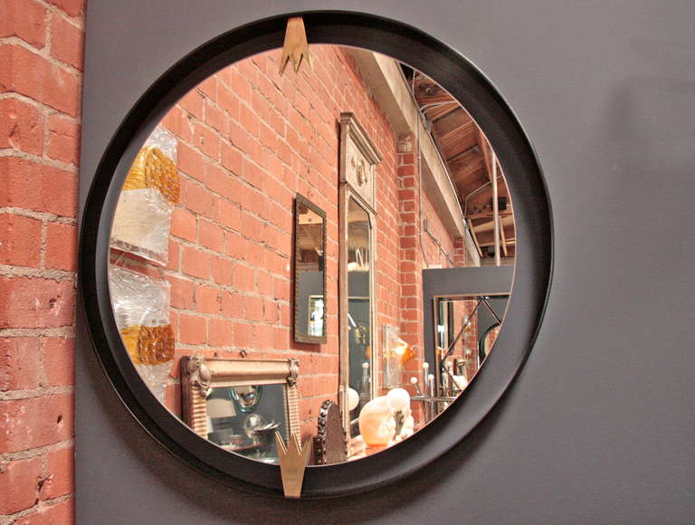 Italian Iron and Brass Moderne Mirror