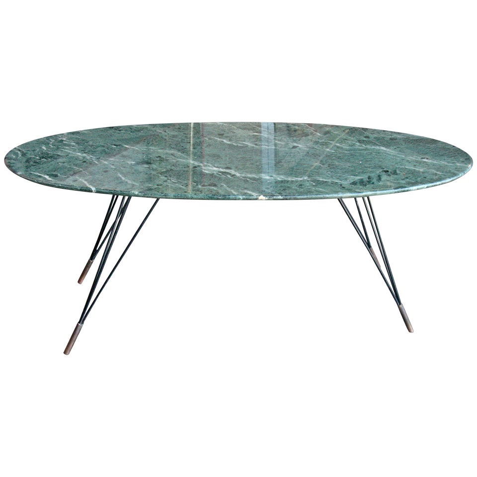Italian 50's Green Marble  Top Coffee Table