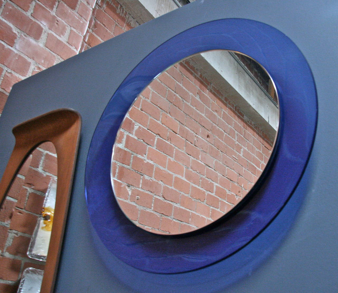 Italian 1960s Cobalt Blue Mirror In Excellent Condition In Los Angeles, CA