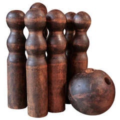 Used French 1940s Bowling Set
