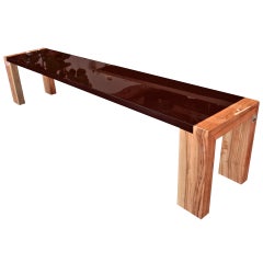 Vintage "Il Moro" Solid "Panga Panga Wenge" and Olive Wood Bench